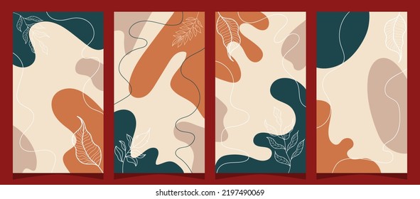 Creative hard paint cover design backgrounds vector. Minimal trendy style organic shapes pattern with copy space for text design for Social Highlight Covers and stories page