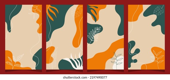 Creative hard paint cover design backgrounds vector. Minimal trendy style organic shapes pattern with copy space for text design for Social Highlight Covers and stories page