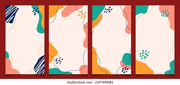 Creative hard paint cover design backgrounds vector. Minimal trendy style organic shapes pattern with copy space for text design for Social Highlight Covers and stories page