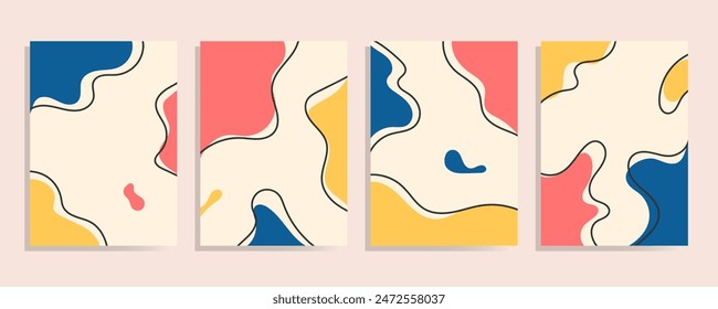 Creative hard paint cover design backgrounds vector. Minimal trendy style organic shapes pattern with copy space for text design for invitation.