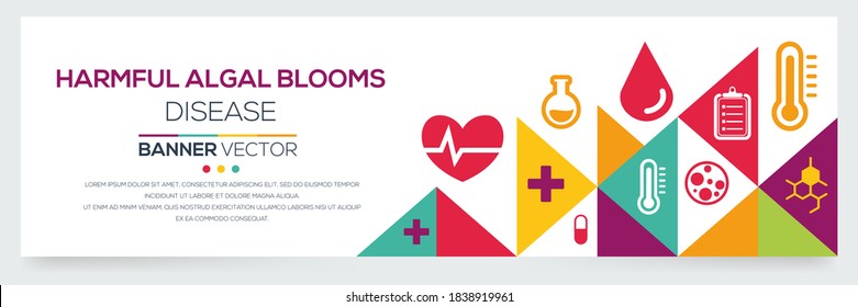 Creative (Harmful Algal Blooms) disease Banner Word with Icons ,Vector illustration.	