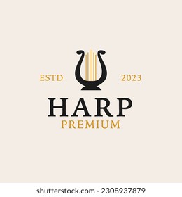 Creative harp logo design concept illustration idea