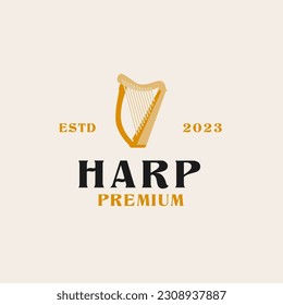 Creative harp logo design concept illustration idea