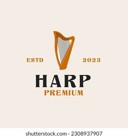 Creative harp logo design concept illustration idea