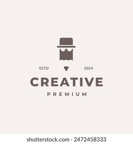 creative hat pencil logo design vector