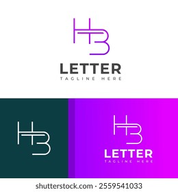 Creative HB, BH letter logo design template elements. Modern abstract digital alphabet letter logo