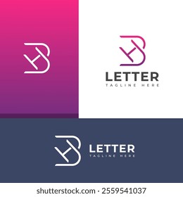 Creative HB, BH letter logo design template elements. Modern abstract digital alphabet letter logo