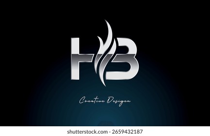 Creativo HB Carta Llama Logo Bold Metálico Monograma con Símbolo de Fuego para Premium Chrome Branding e Identidad Visual