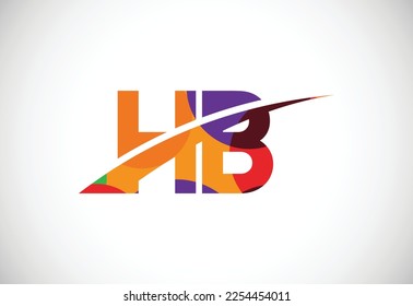 Farbige Buchstaben H B Logo Design Vektor. Modernes Logo für die visuelle Identität eines Unternehmens im Low-Poly-Stil