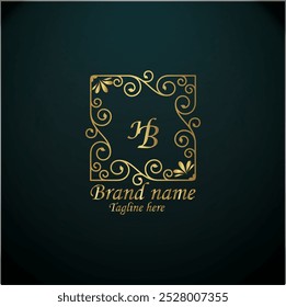 CREATIVE HB LOGO DESIGN WITH GOLDEN CLOR, CREATIVE MONO GRAM HB LOGO DESIGN WITH MODREN BUSINESS VECTOR