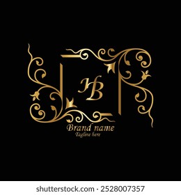 KREATIVES HB-LOGO-DESIGN MIT GOLDENER FARBE, KREATIVES MONO-GRAMM-HB-LOGO-DESIGN MIT MODERNEM GESCHÄFTSVEKTOR