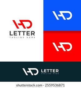 Creative HD, DH letter logo design template elements. Modern abstract digital alphabet letter logo.