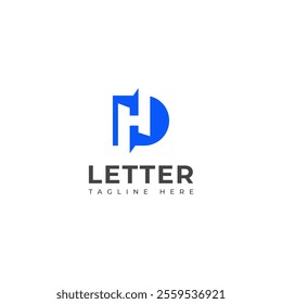 Creative HD, DH letter logo design template elements. Modern abstract digital alphabet letter logo.