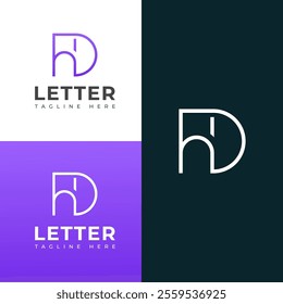 Creative HD, DH letter logo design template elements. Modern abstract digital alphabet letter logo.