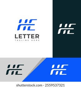 Creative HE, EH letter logo design template elements. Modern abstract digital alphabet letter logo.