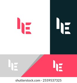 Creative HE, EH letter logo design template elements. Modern abstract digital alphabet letter logo.