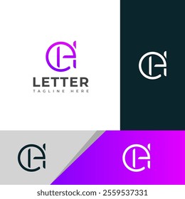 Creative HE, EH letter logo design template elements. Modern abstract digital alphabet letter logo.