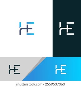 Creative HE, EH letter logo design template elements. Modern abstract digital alphabet letter logo.