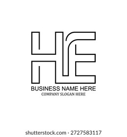 Design de logotipo criativo HE, marca minimalista moderna, ícone exclusivo do he, identidade profissional do HE, identidade visual versátil limpa