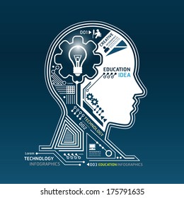 Creative Head Abstract Circuit Technology Infographic.vector