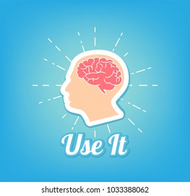 Creative head brain. Idea concept. vector illustration with text Use it