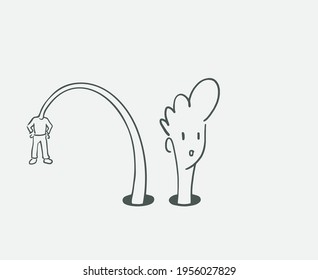 Creative head man in hole draw