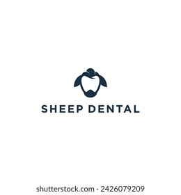 Creative Head Sheep with Dental  logo design vector illustration