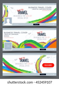 Creative header Layout with colorful watercolor stripes for website