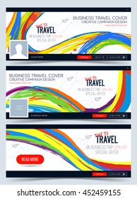 Creative header Layout with colorful watercolor stripes for website