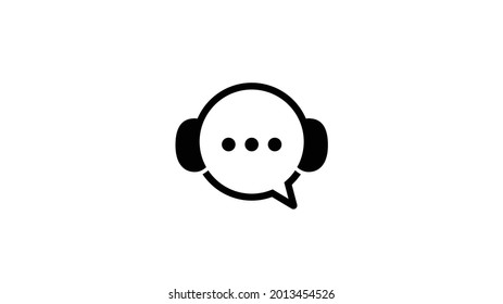 símbolo creativo de la burbuja de los auriculares con micrófono logotipo de diseño vectorial