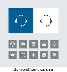 Icono creativo de la línea de auriculares con iconos extra. 