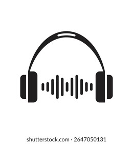 Creative headphones with sound wave vector icon. Ideal for music apps, audio branding, podcast covers, and entertainment media.