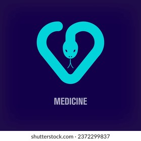 Creative health snake logo inside heart sign. Health clinic corporate logo template. vector