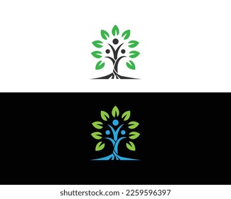 Plantilla De Concepto De Vector De Diseño Con Logotipo Creativo Healthy People Tree And Wellness.