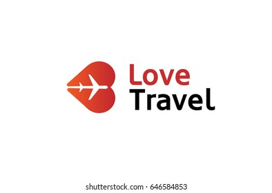 Creative heart aircraft Logo Design Illustration