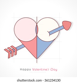 Creative heart with arrow for Happy Valentine's Day celebration.