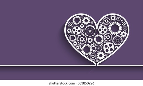 Creative heart background with gears. Eps10 vector for your design