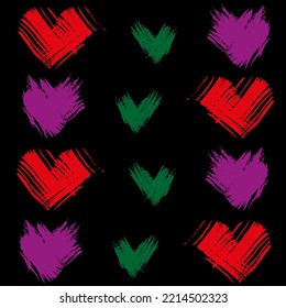 Creative heart background. Seamless pattern with colorful hearts. Print for wrapping paper. Valentine day concept.