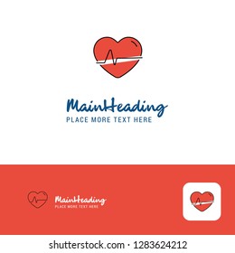Creative Heart beat  Logo Design. Flat color Logo place for Tagline. Vector Illustration