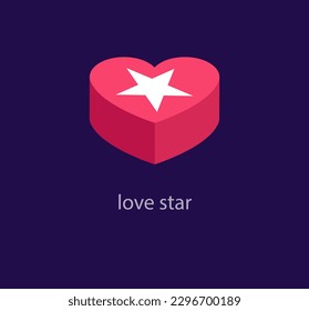 Creative heart box and star logo design on it. Unique health box logo template. vector