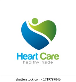 Creative heart care logo, Medical Clinic, Human love, Nutrition logo design template. 