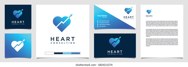 Plantilla de inspiración para el logotipo del gráfico de corazón creativo. tarjeta de visita de logotipo y membrete