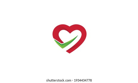 Creative Heart Check Logo Design Vector Symbol Illustration