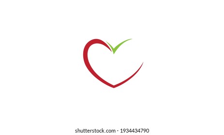 Creative Heart Check Logo Design Vector Symbol Illustration