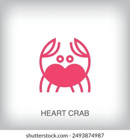 Creative heart crab logo. Unique ocean creature and business, company logo template. vector