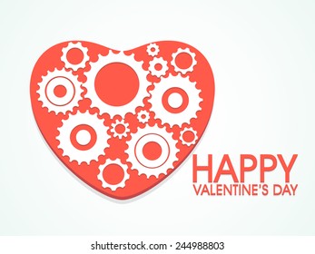 Creative heart decorated by gear wheels for Happy Valentines Day celebration.
