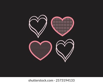 Creative heart design collection and stylish patterns for love themes