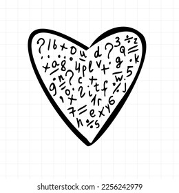 Creative heart filled with numbers and letters vector 