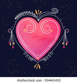 Creative Heart with floral design, Beautiful greeting card for Happy Valentine's Day Celebration.