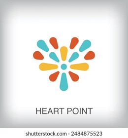 Creativo corazón de punta de logotipo moderno. Transiciones de color únicas. Plantilla de logo de salud, medicina y vida. Vector